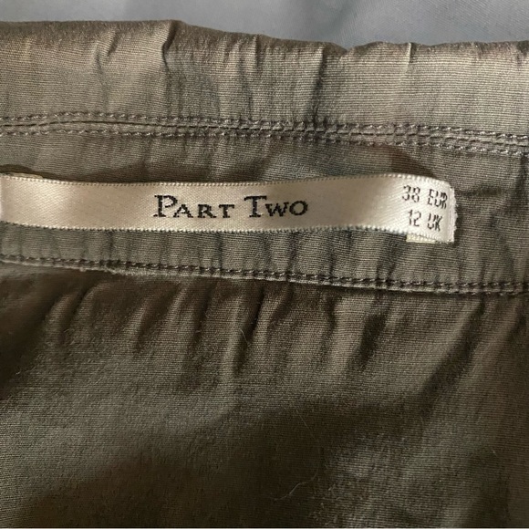 Part Two Short Sleeve Shirt Dress Safari Army Green Midi Length Gorpcore Size 10 - Picture 3 of 7